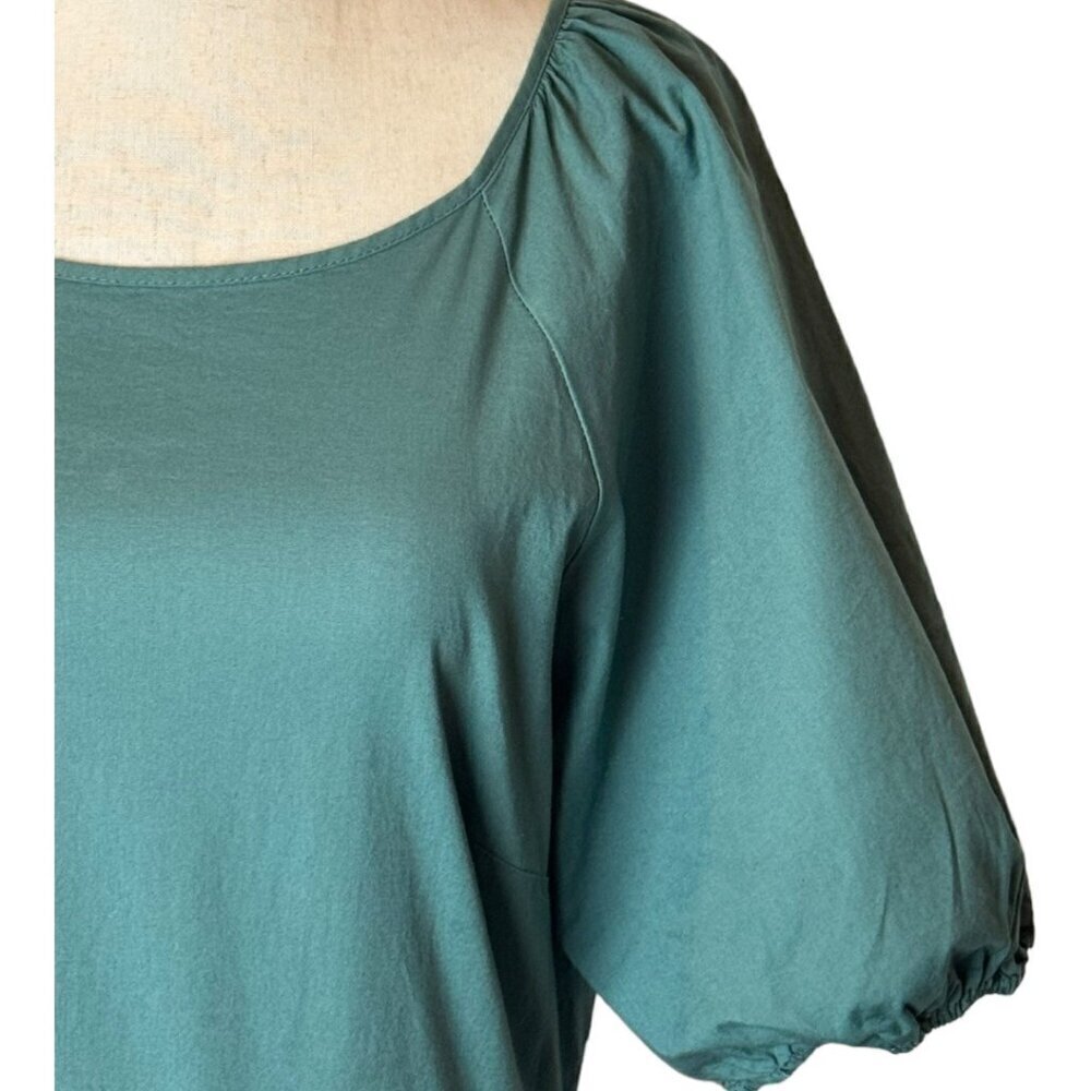 Peter Som Collective Dress Womens 12 Green Puff Sleeve Tie Fit And‎ Flare Mini - Picture 7 of 12